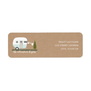 Étiquette Baby shower de remorqueurs Adventure Retro Camper
