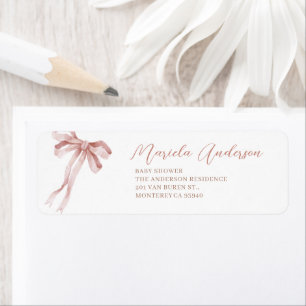 Étiquette Baby shower de ruban à ruban à bois élégant à aqua