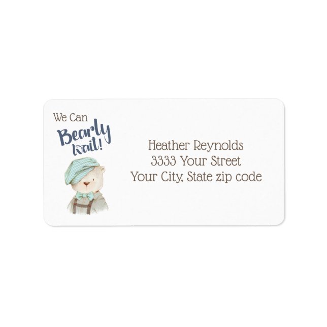 Étiquette Baby shower d'ours vintage Adresse de retour (Devant)