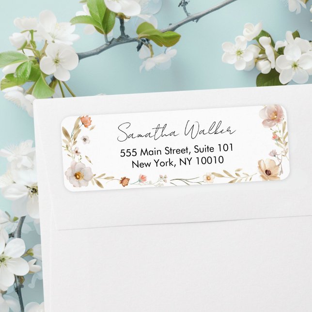 Étiquette Baby Shower Fleur Bohème  (Boho Flower Baby Shower Custom Adress Label)