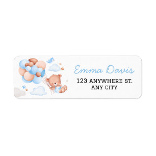 Étiquette Baby shower Garçon Teddy Bear