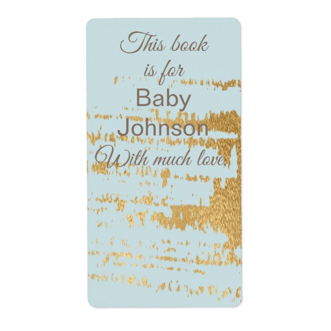 Étiquette Baby shower "Gold Classic/B" Feuille de plaque de  (Devant)