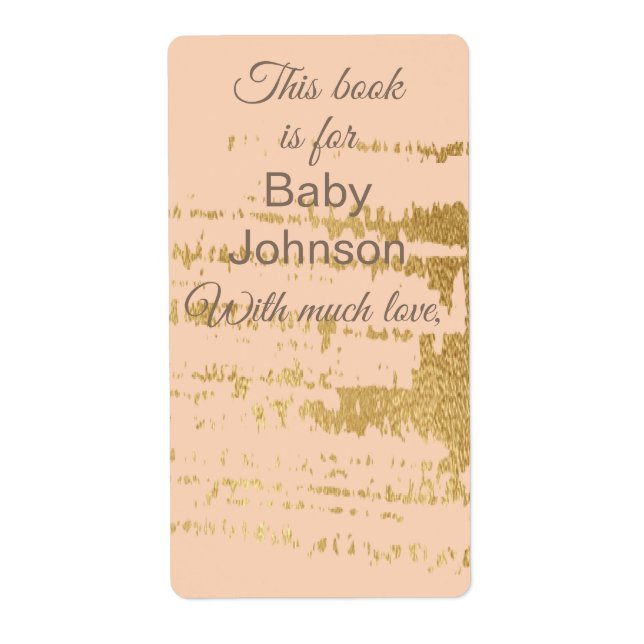 Étiquette Baby shower "Gold Classic/P" Boite Feuille de 8 (Devant)