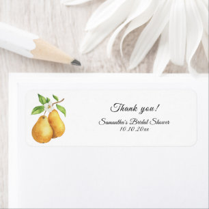 Étiquette Baby Shower Mariage Poire Parfaite Aquarelle