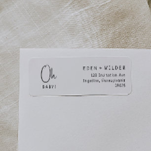 Étiquette Baby shower moderne simple Oh Baby Return Adresse