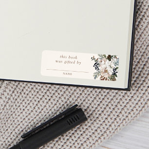 Étiquette Baby shower Neutral Boho Nursery Livre Cadeau Par