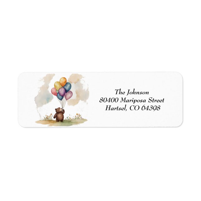 Étiquette Baby shower neutre de l'ours (Devant)