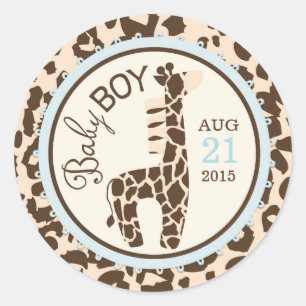 Étiquette Baby shower Poster de animal Giraffe