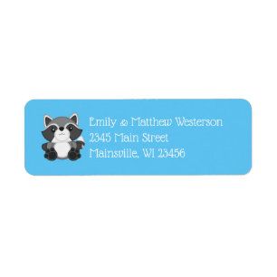 Étiquette Baby shower Raccoon bleu
