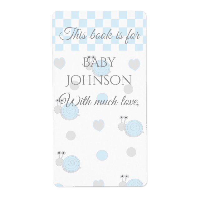 Étiquette Baby shower "Snips & Snails" Boite Feuille de 8 (Devant)