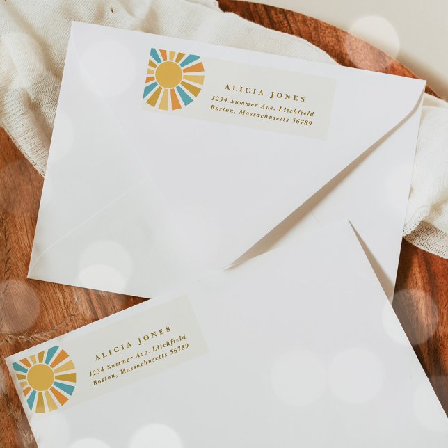 Étiquette Baby shower Soleil Ici Venez Le Son Adresse (Créateur téléchargé)