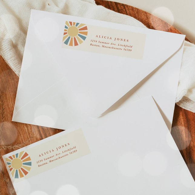 Étiquette Baby shower Soleil Ici Venez Le Son Adresse (Créateur téléchargé)