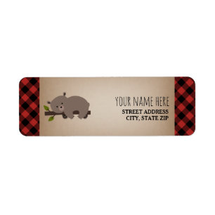 Étiquette Baby shower somnolent d'ours de plaid de Buffalo