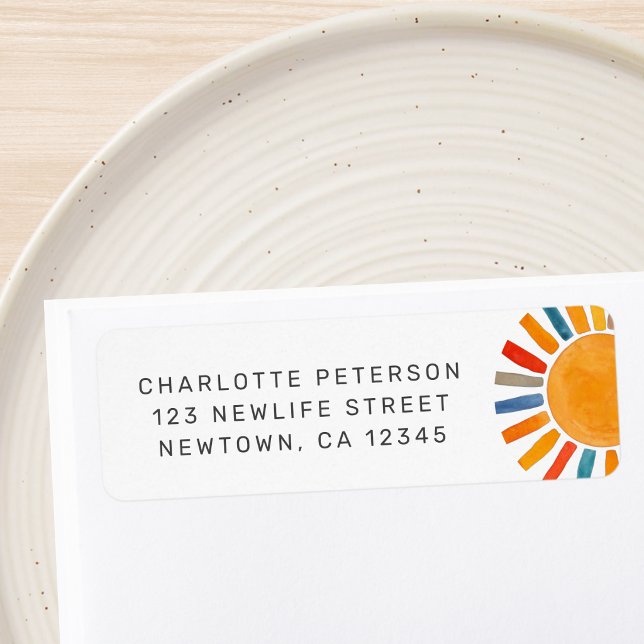 Étiquette Baby Shower Sun Return Address (Créateur téléchargé)