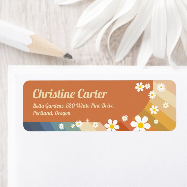 Étiquette Baby shower Super Retro Rainbow Adresse de retour (En situation)