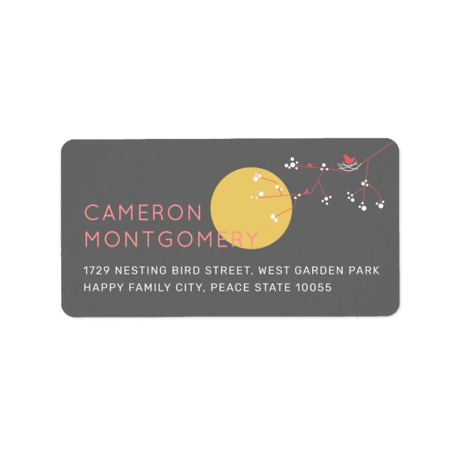 Étiquette Baby showers de la famille des oiseaux nicheurs Ét (Devant)