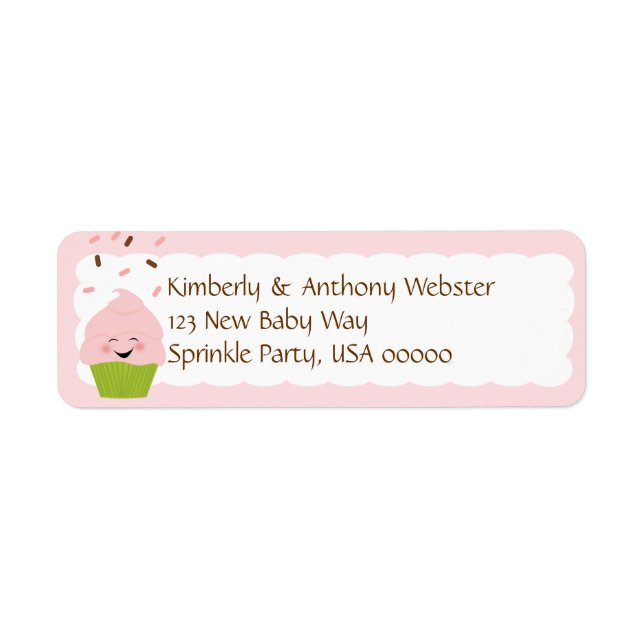 Étiquette Baby Sprinkle Correspondante rose Adresse de retou (Devant)