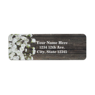 Étiquette Baby's Breath sur Mariage Champêtre en Bois Rustiq