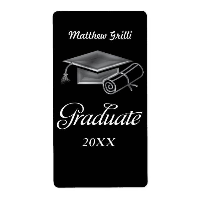 Étiquette Bac de diplôme et diplôme Black & Silver 3D Look (Devant)