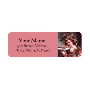 ÉTIQUETTE BACCHUS AUX RAISINS ET VIN ROSE