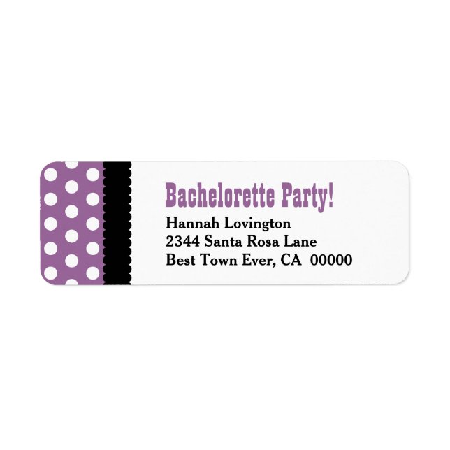 Étiquette BACHELORETTE PARTY Polka Dot Motif BS13 (Devant)