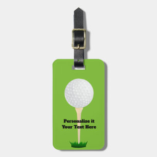 étiquette bagage balle de golf et tee on green