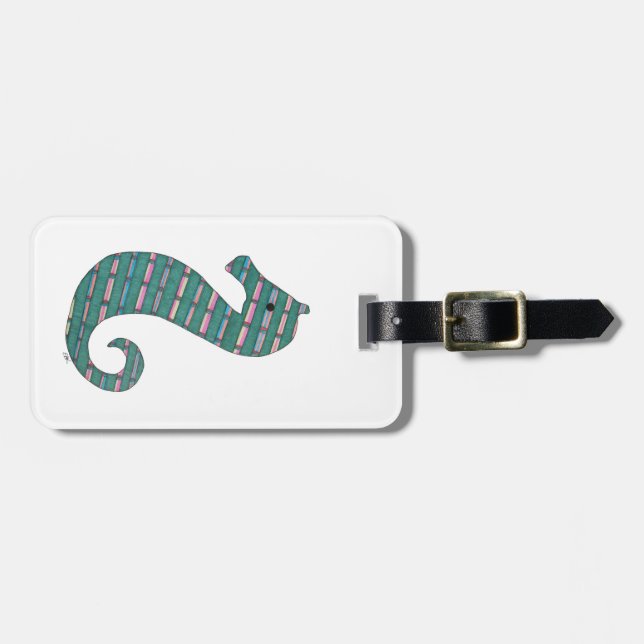 Étiquette Bagage de cheval de mer turquoise (Devant horizontal)