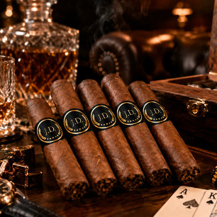 Étiquette Bagues de cigare personnalisées Noir & Or
