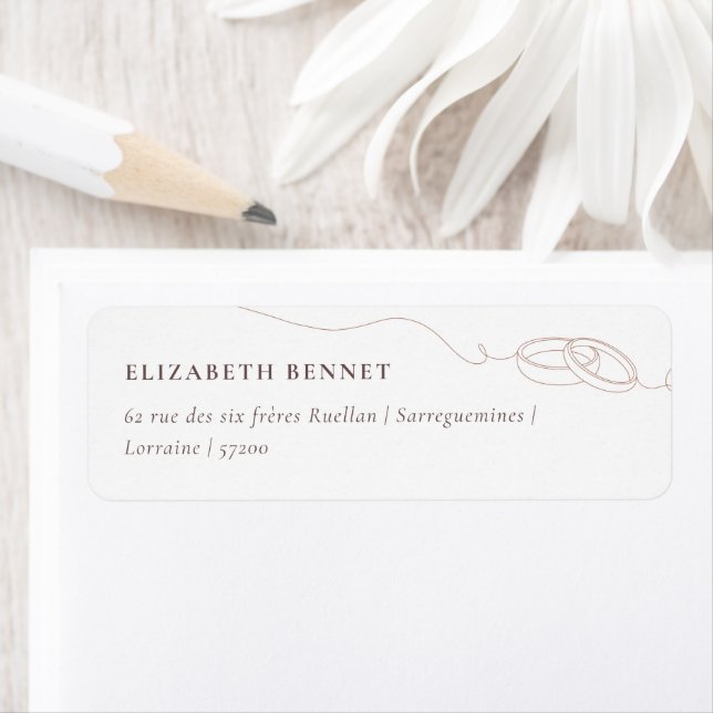 Étiquette Bagues Mariages simples minimales | Adresse rose p (En situation)