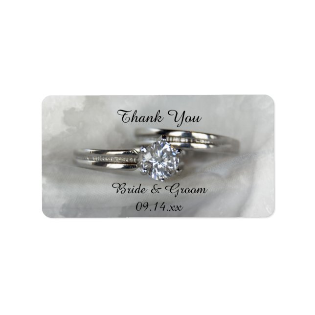 Étiquette Bagues mariages sur Merci gris Favoriser la balise (Devant)