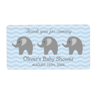 Étiquette Baguettes de bouteille d'eau baby shower à l'éléph