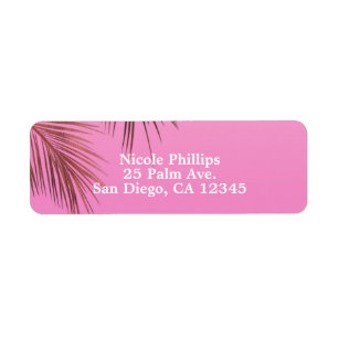 Étiquette Bahama Breeze Bronze Palm Pink Rose Gold Wedding