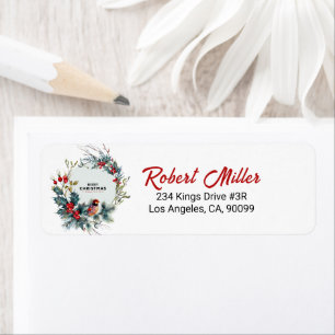 Étiquette Baies de Noël Wreath Red Robin