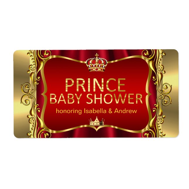Étiquette Bain de bébé rouge Prince Royal Or Garçon (Devant)