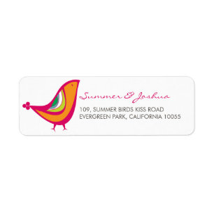 Étiquette Baiser Whimsical Inséparables d'été Retour Adresse