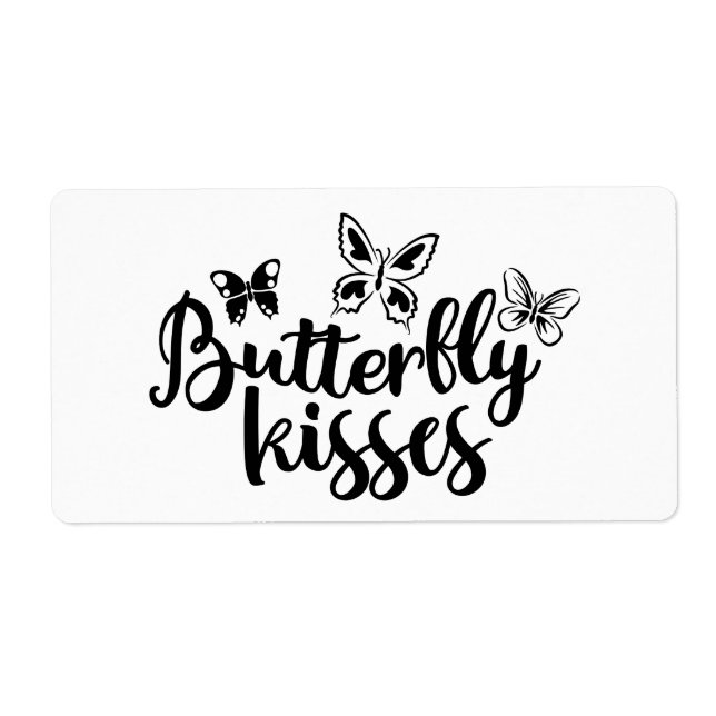 Étiquette Baisers à papillon Papillons Mariage noir blanc (Devant)