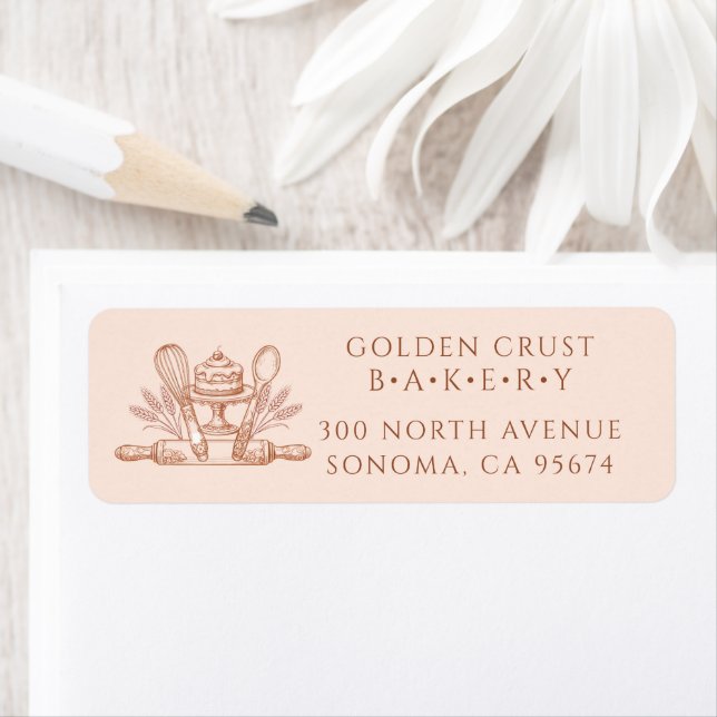 Étiquette Baking Utensils Baker Bakery Return Address Label (En situation)