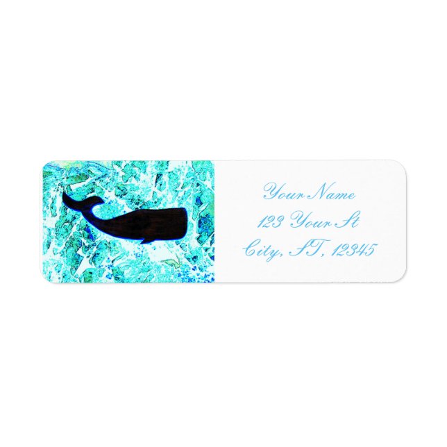 Étiquette baleine noire natation Thunder_Cove zazzle (Devant)