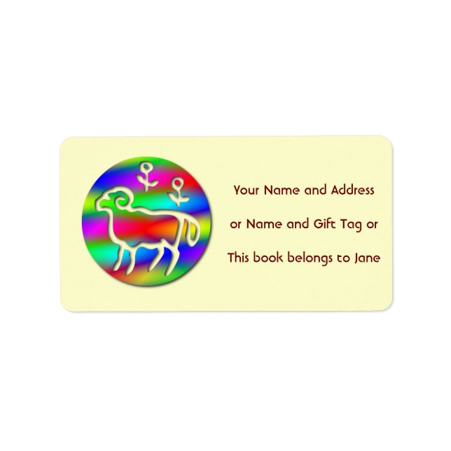 Étiquette Balise cadeau Aries Ram Star Sign Rainbow Name (Devant)