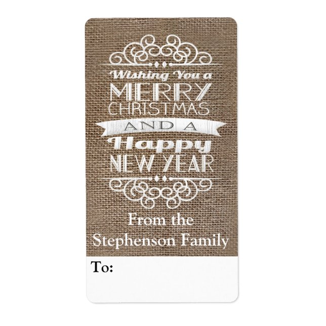 Étiquette Balise cadeau de Noël Burlap (Devant)