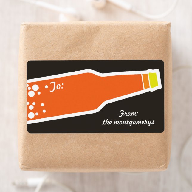 Étiquette Balise cadeau de Noël de la bouteille de bulle Sti (En situation)