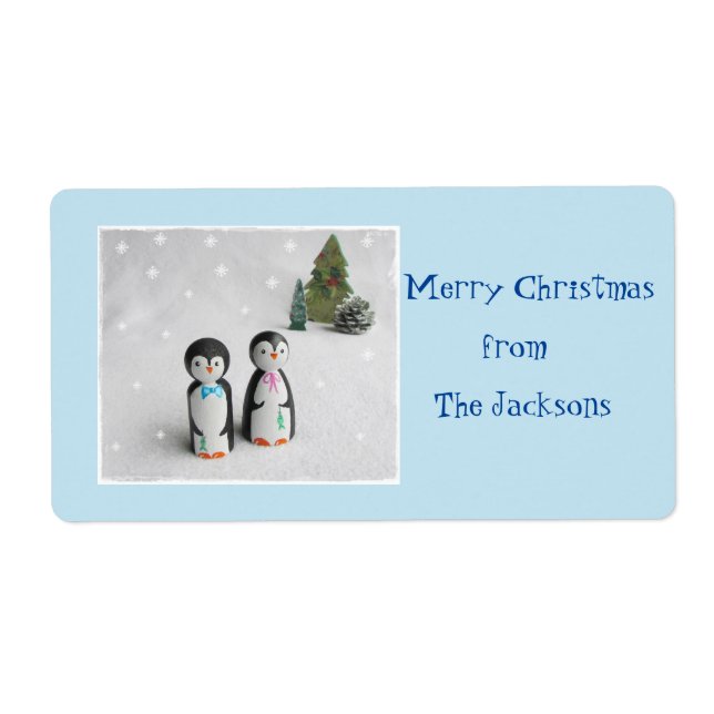 Étiquette Balise cadeau de Noël de Pingouin (Devant)