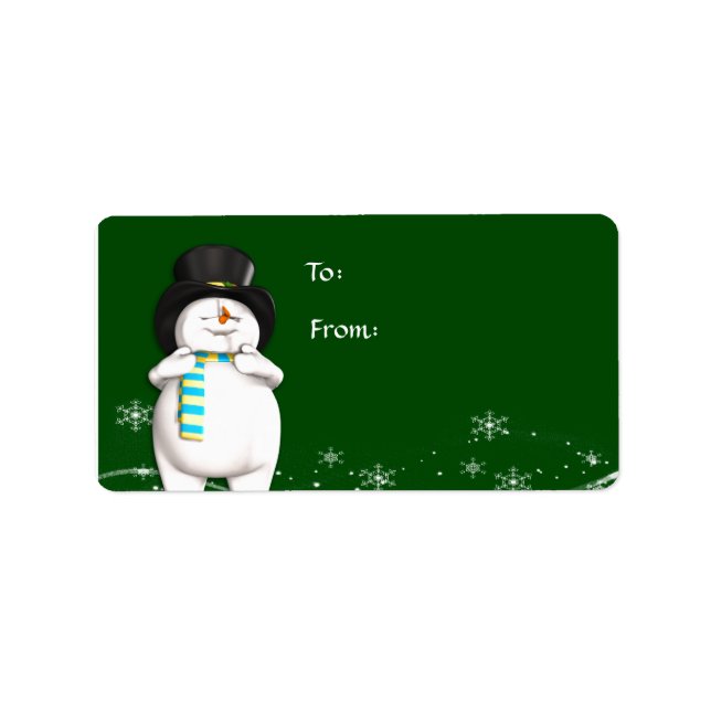 Étiquette Balise cadeau de Noël de Snowman (Devant)