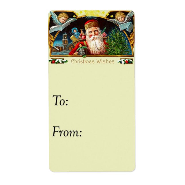 Étiquette Balise cadeau de voeux de Noël Vintage (Devant)