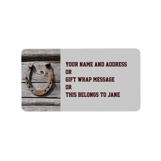 Étiquette Balise cadeau Good Luck Horseshoe Name (Devant)