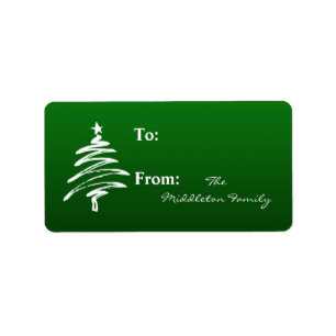 Étiquette Balise d'arbre XMAS blanc vert de 1,25 po x 2,75 p