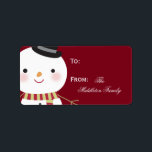 Étiquette Balise de 1,25 po x 2,75 po Crimson Red Snowman<br><div class="desc">Ce stick de Noël Red Snowman de 1, 25 po x 2, 75 po de taille personnalisée Chic et tendance Crimson Red Snowman sur étiquette cadeau est à la fois tendance et chic. Ils sont imprimés sur des étiquettes Avery® à l'aide d'une technologie d'impression couleur fond à fond blanc. Imprimé...</div>