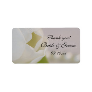 Étiquette Balise de Merci Mariage blanc Tulip and Pearls
