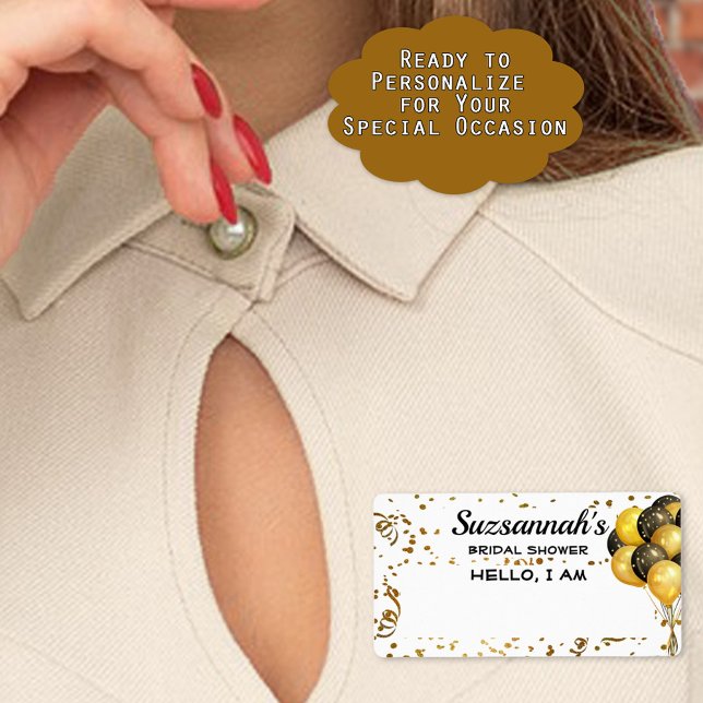 Étiquette Balise de nom du papier Confetti à ballons de Fête (Provide easy name access to guests at your event with sticker label name tags. Add name at event.)