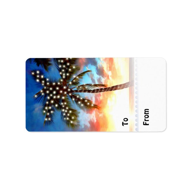 Étiquette Balise de package Palm Tree Lights at Sunset (Devant)